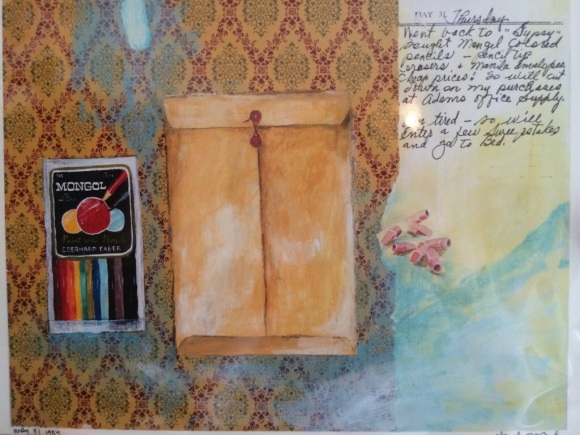 Michelle Brusegaard's print was inspired by a journal entry about art supplies.